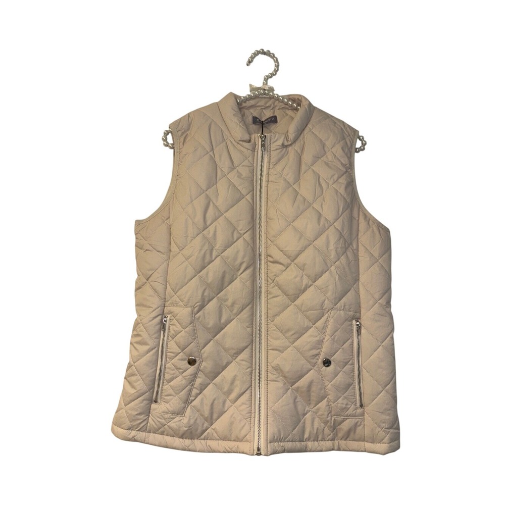 Fuinloth Quilted Zip Front Vest Cream Sz Med NEW NWT Gorpcore hike outdoors fall